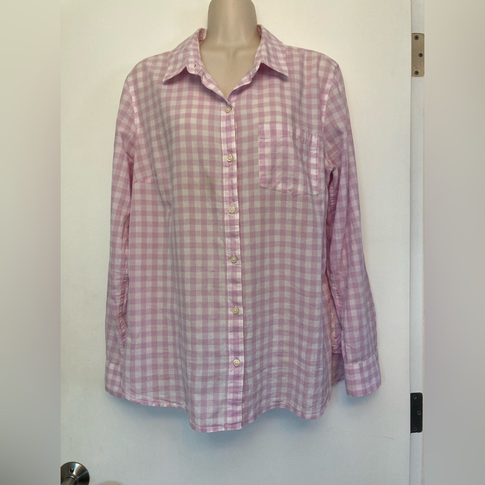 Old Navy soft lilac check button down cotton shirt Size L. NEW!